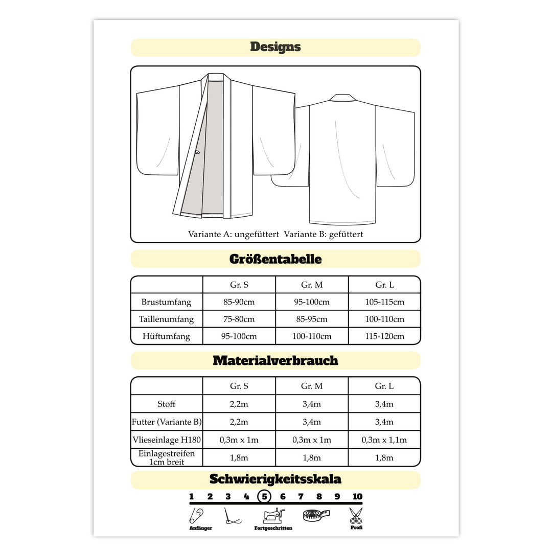 Schnittmuster Haori Takashi