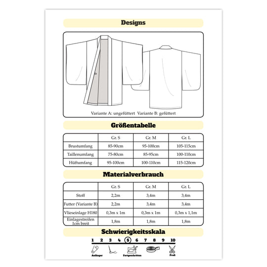 Schnittmuster Haori Takashi