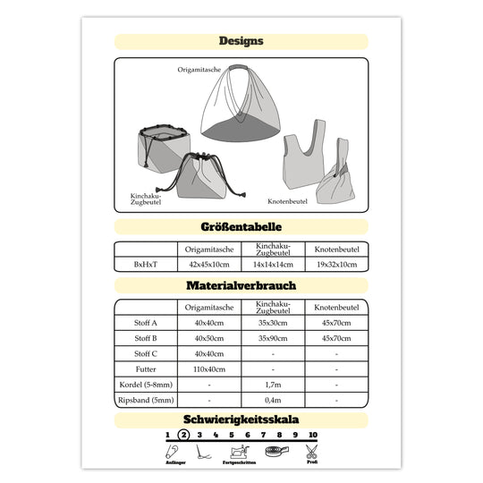 Schnittmuster Japanisches Taschen-Set Kaban